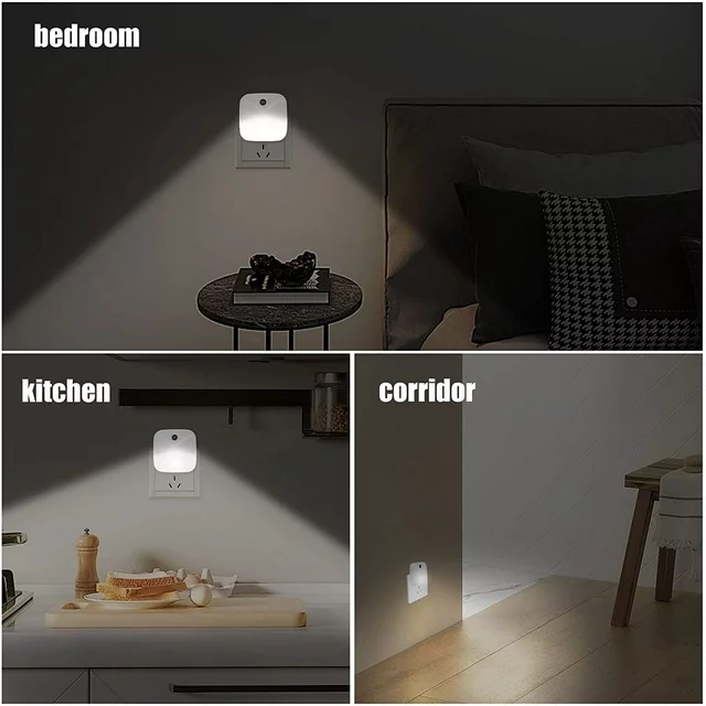 The Juyafio LED night light gives off the right amount of light at night, illuminate all the obstacles in dark that could create a safety hazard. Perfect for bathroom trips and hallways in the middle of night, you will never walk around blindly in the dark,not harsh on your eyes and not having to turn the head lights on at night and bothers others; ideal for kids' room, hallway, bedroom, nursery, staircase and more.Unique Acrylic material, clean and square design, makes the night light very subtle, nice and flat against the wall, do not stick out or clash with the decor. Also Wall Night Lights for Kids and Adult gives the house a cool modern feel, bright at night and very chic in the daytime.
Specifications:
Plug Type: US Plug
Type: White Light
Material: ABS
colour: White
size: 1.8"D x 1.8"W x 1.8"H
Input Voltage: 120VAC 60HZ
Wattage: Max 0.5W
Color Temperature: 9000K
Lifespan: 30000 Hours
Packing List:
4 x LED Night Light